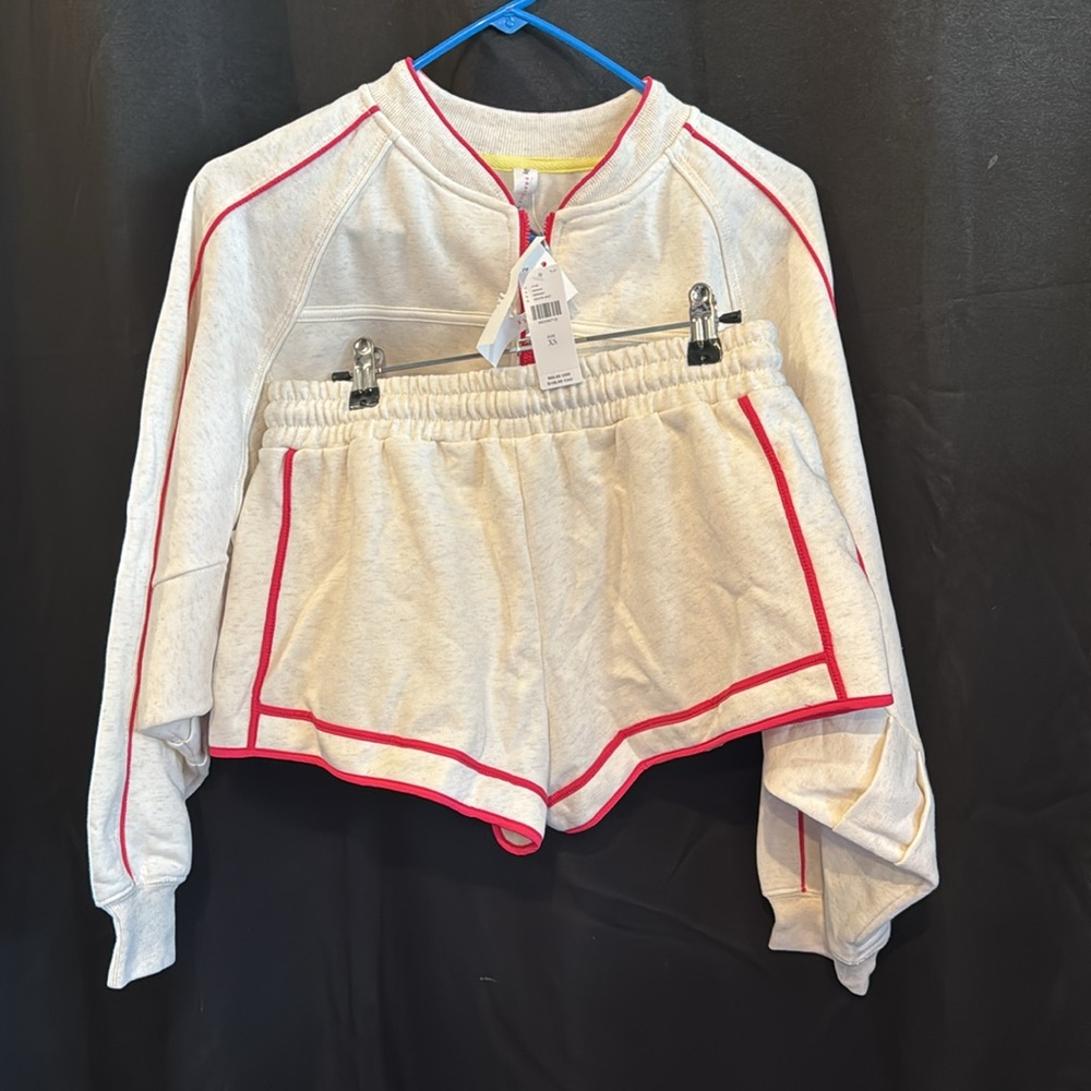 Rare Daily Practice Piped Retro Shorts Set XS